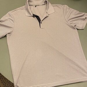 adidas Black and White Striped Polo Shirt